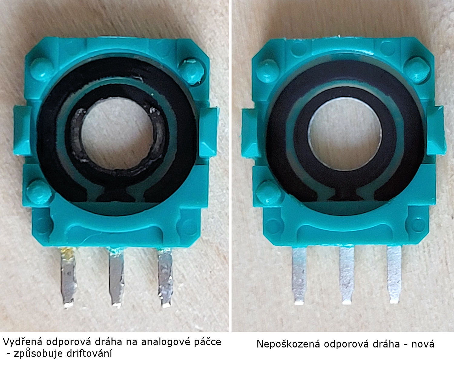 příčina driftování na analogové páčce ovladače